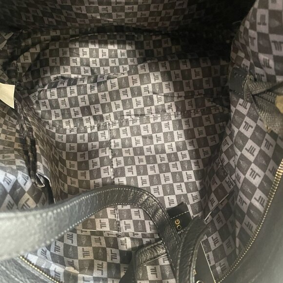 London Fog Laura Large Tote Bag Black Vegan Leather Shoulder Purse - Picture 9 of 11